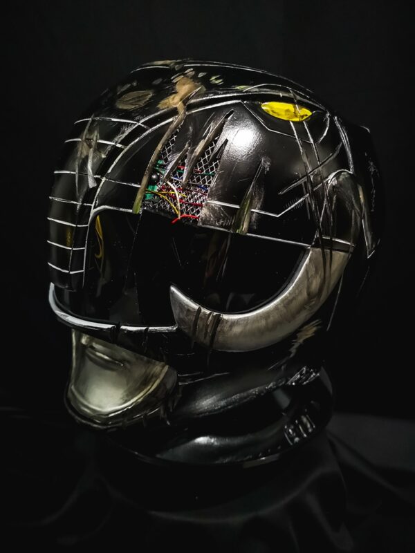 helmet black MMPR damaged 2