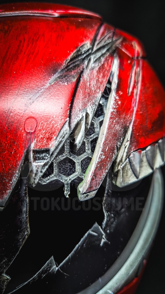 Red Mighty Morphin MMPR Power Rangers Helmet Battle Damage version - Image 6
