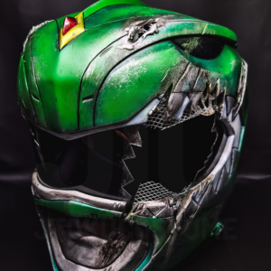 Green Mighty Morphin MMPR Ranger Helmet Battle Damage version